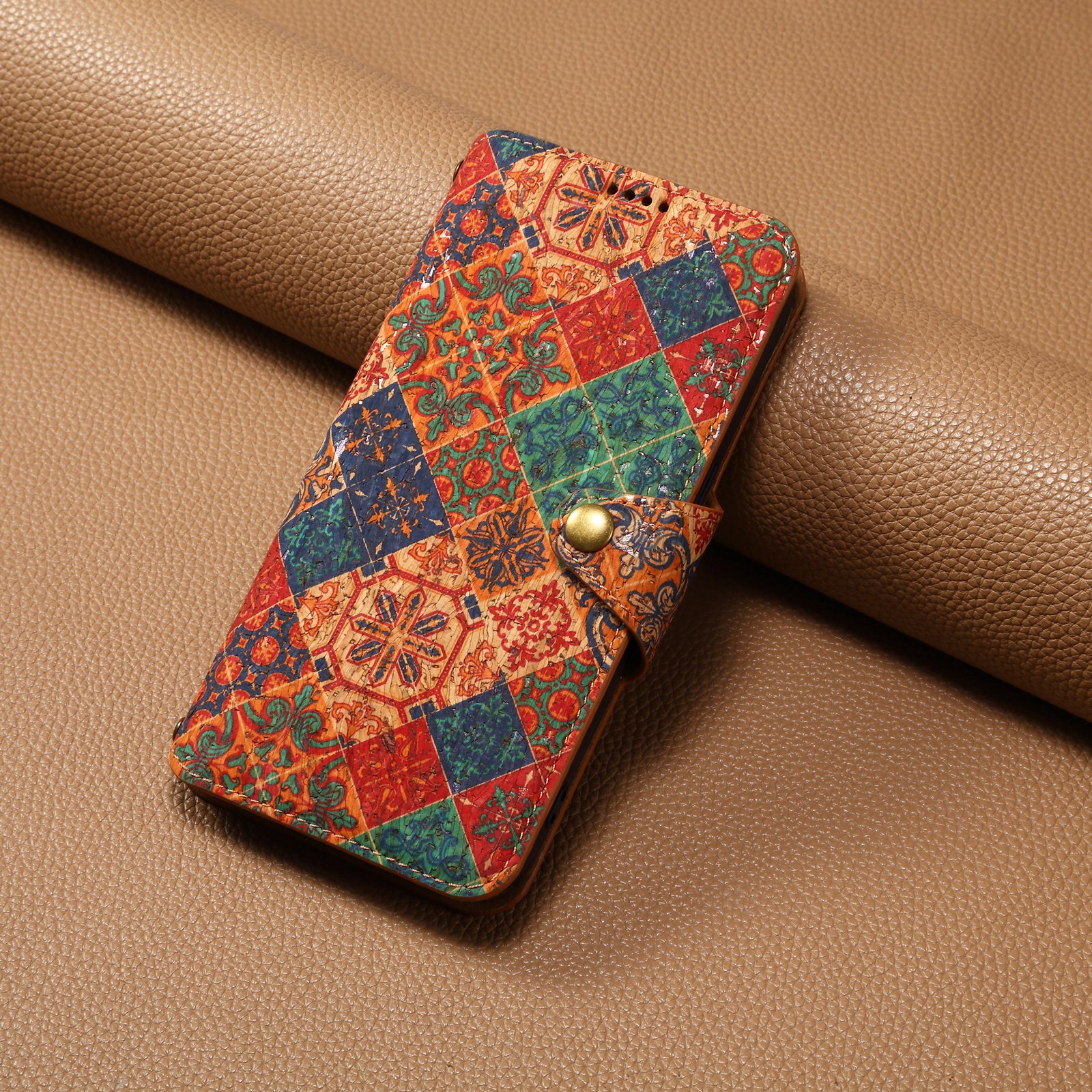 Honor Flower Language Cork Flip Wallet Stand Leather Phone Case (Blue)