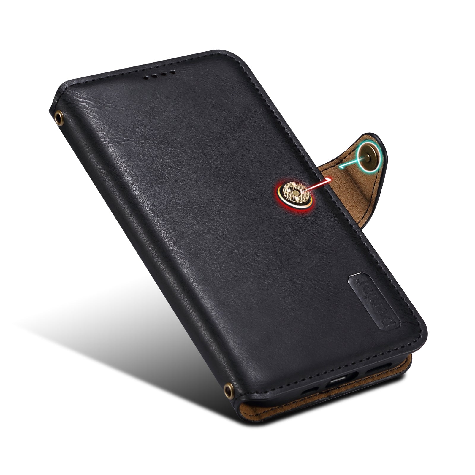 Honor Simple PU Leather Flip Card Wallet Stand Phone Case（Black）