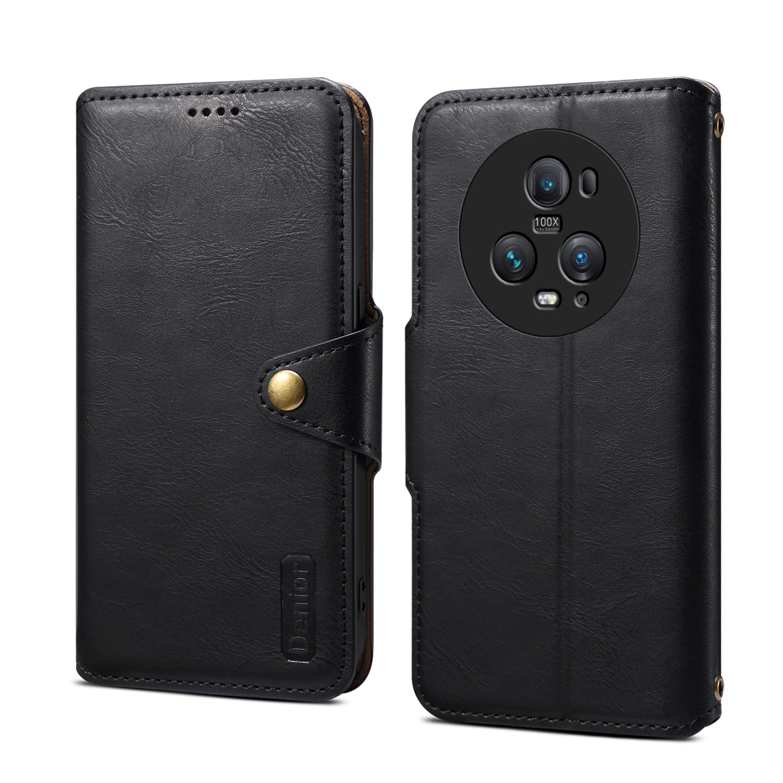 Honor Simple PU Leather Flip Card Wallet Stand Phone Case（Black）