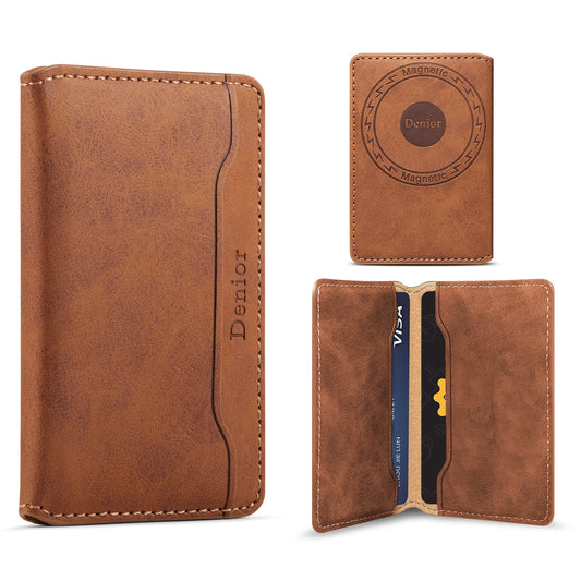 PU Leather Imitation 3-Slot Magnetic Foldable Card Holder