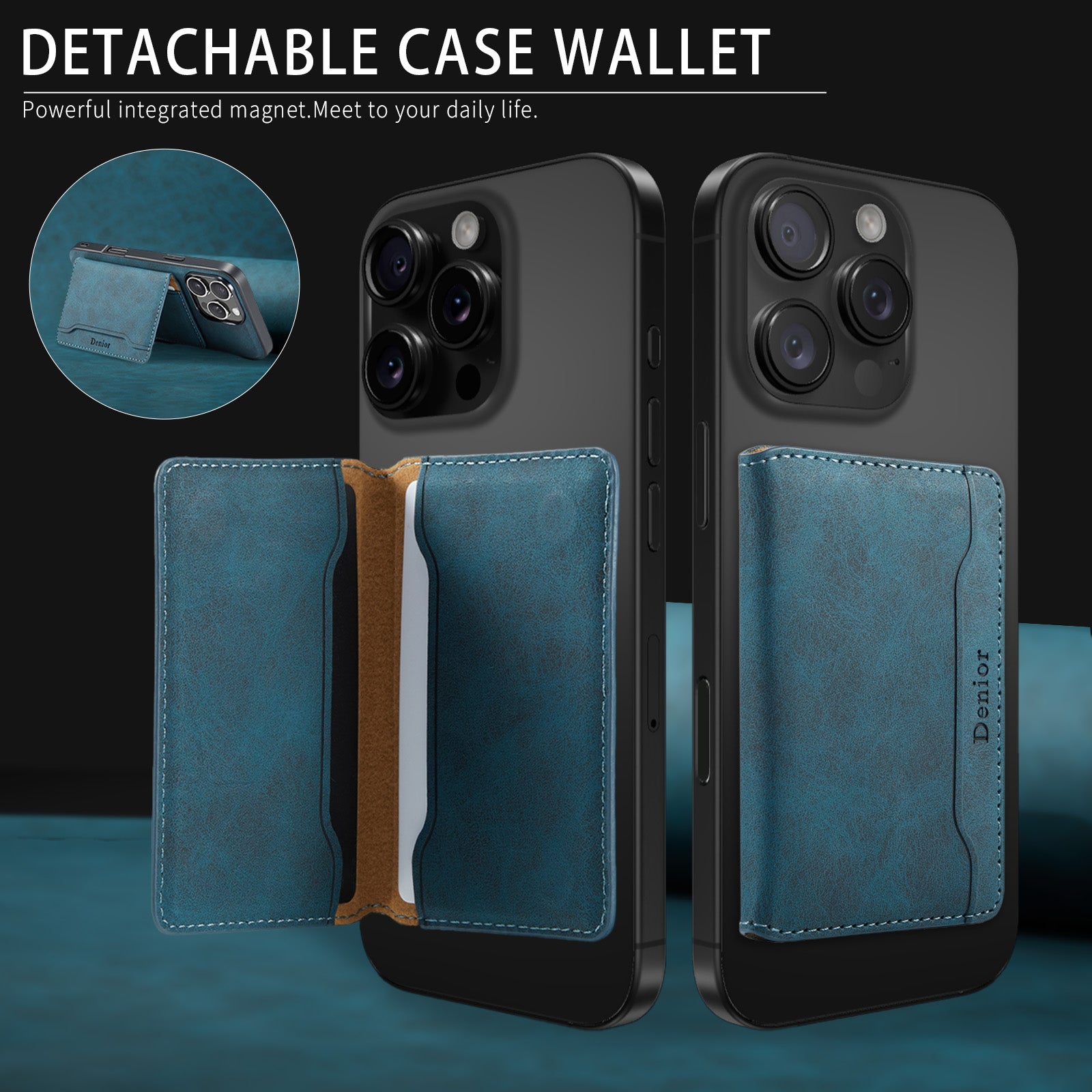 Magnetic Slim Credit Card Wallet (Blue)