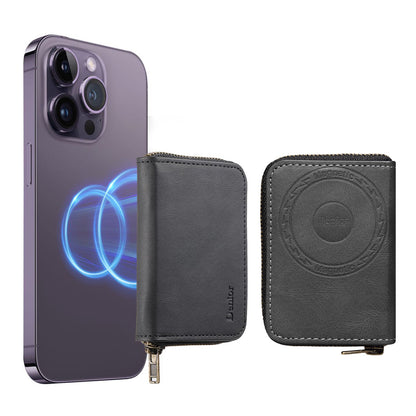 RFID Magnetic Zipper Wallet Credit Card Bag (Black)