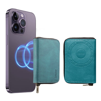 RFID Magnetic Zipper Wallet Credit Card Bag (Blue)