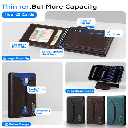 PU Leather 4 Card Slots Magsafe fold Pop Wallet