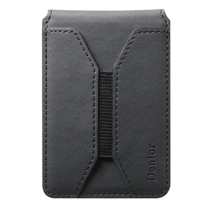 Bifold Vertical Elastic Rope Clip PU Leather Mag Wallet - Skin Feel