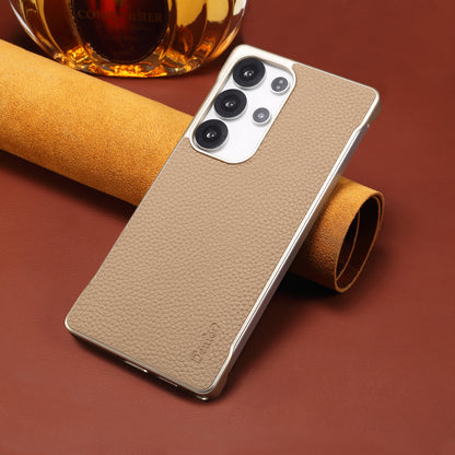 Genuine Leather Litchi Texture Magnetic Phone Case (For Samsung)