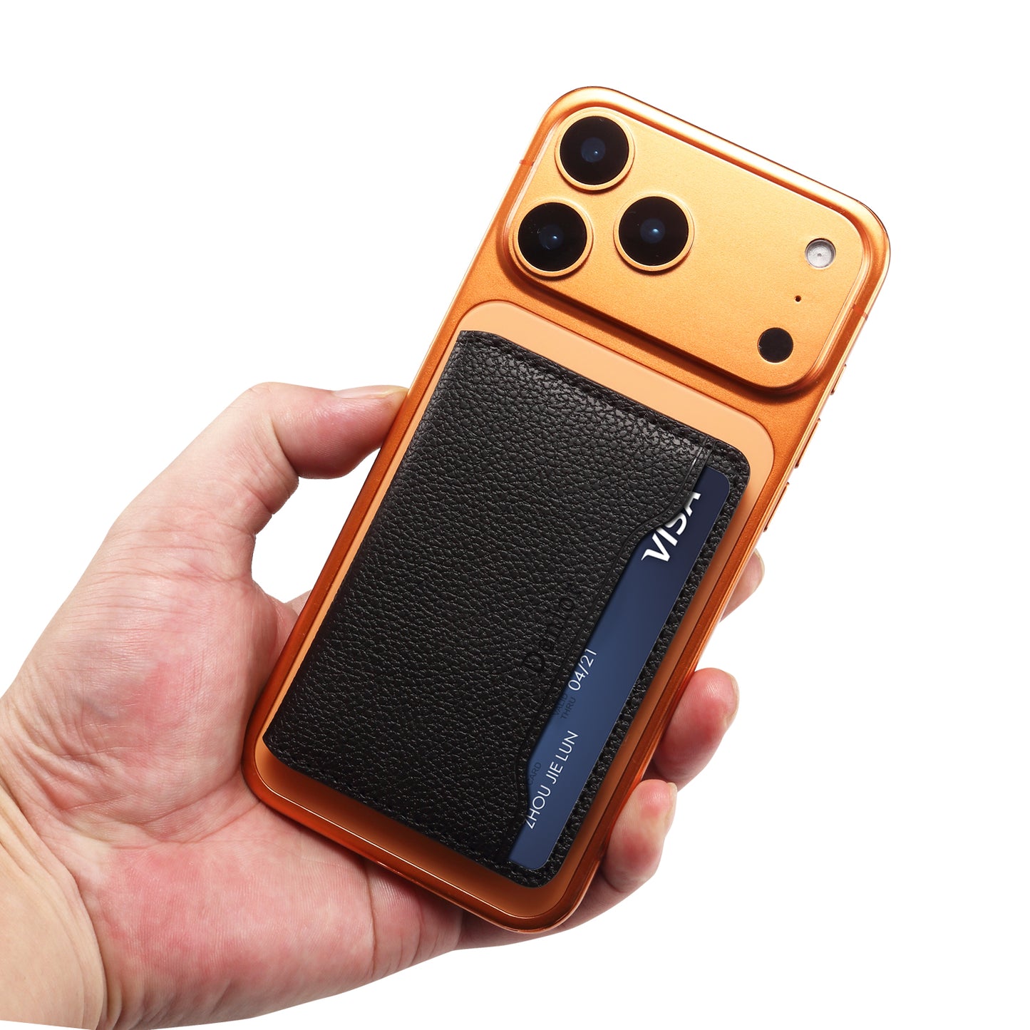 PU Faux Leather Lychee Texture Magnetic Card Holder