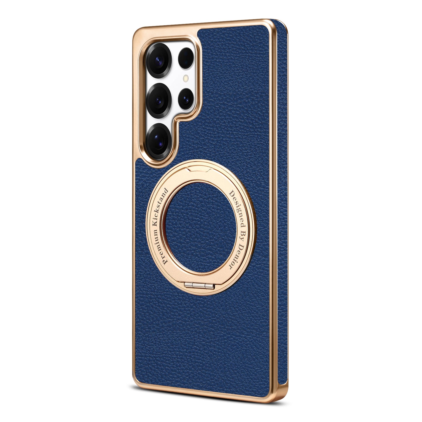 PU Faux Leather Litchi Texture Rotating Stand Electroplated Magnetic Phone Case (For Samsung)