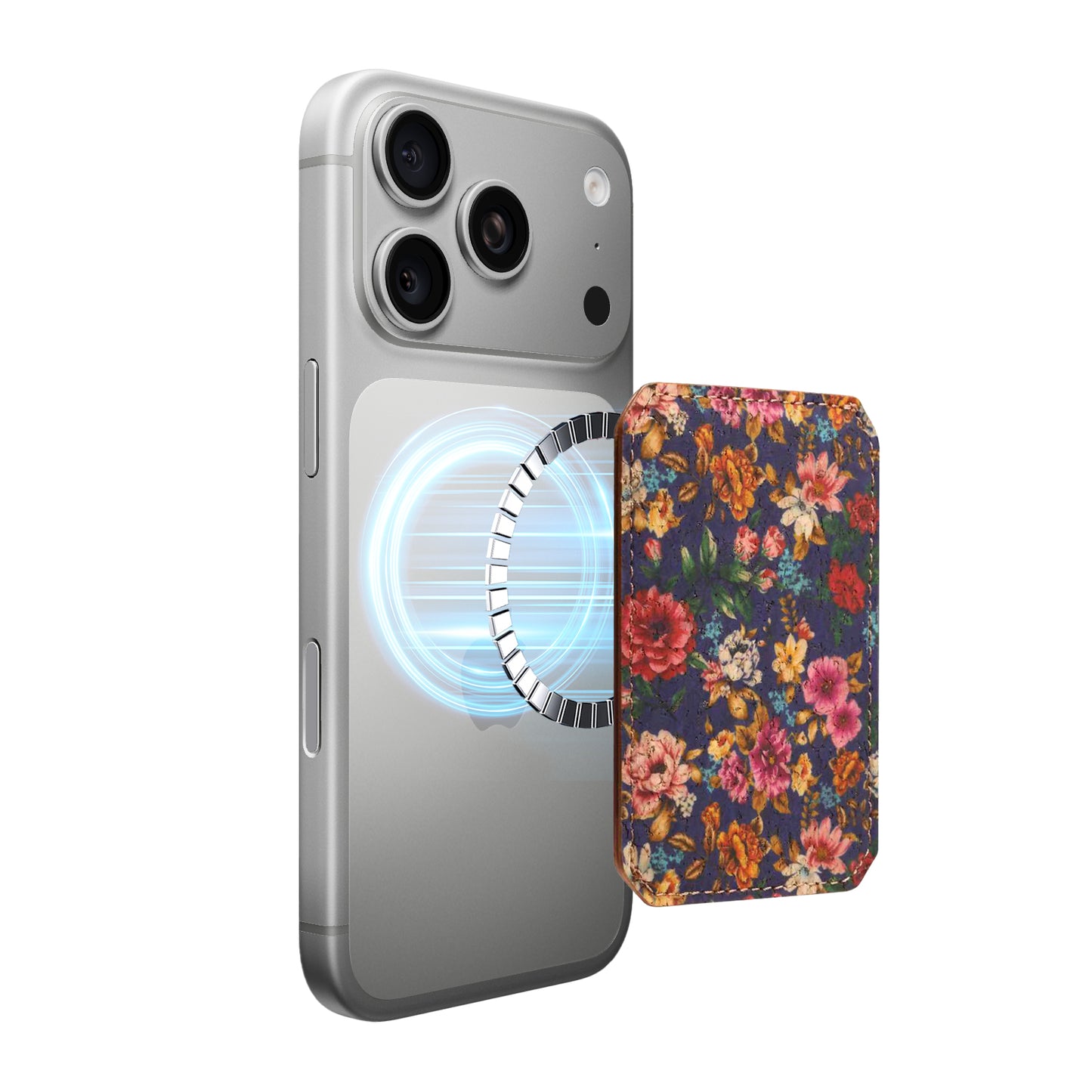 PU Faux Leather Lychee Texture Magnetic Card Holder