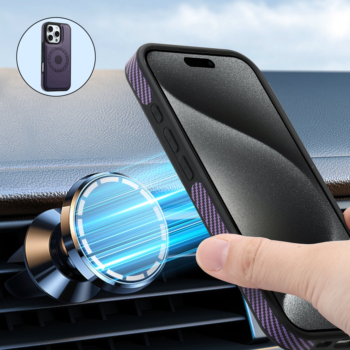 PU Carbon Fiber Texture Magnetic Phone Case