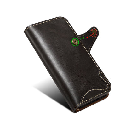 iPhone 17 Series Genuine Leathe Multi Functional Card Insertion Flip Wallet Holder Phone Case（Black）
