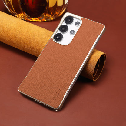 Genuine Leather Litchi Texture Magnetic Phone Case (For Samsung)