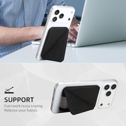 PU Faux Leather Lychee Texture Magnetic Card Holder