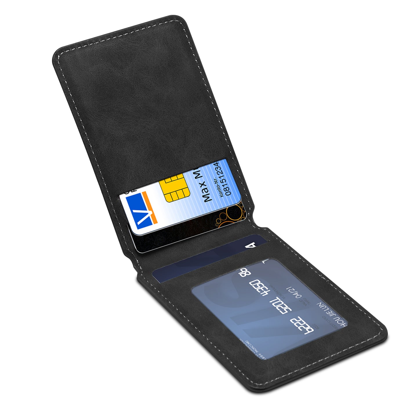 PU Faux Leather Vintage Pattern Top-bottom Open Magnetic Card Holder