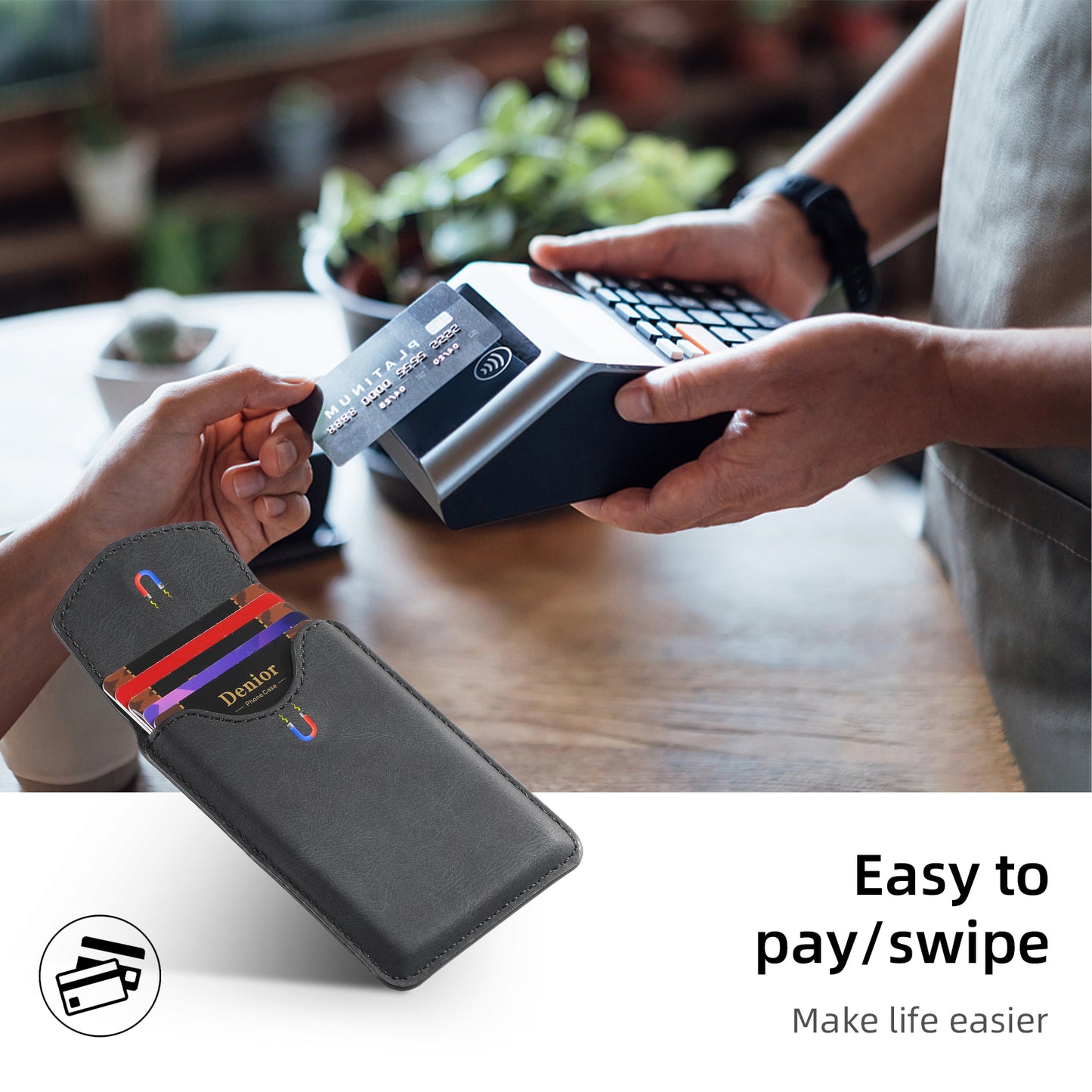 PU Skin-Feel Magnetic Card Holder