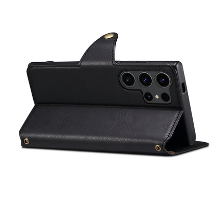 PU Faux Leather Texture Button Wallet Phone Case (For Samsung)