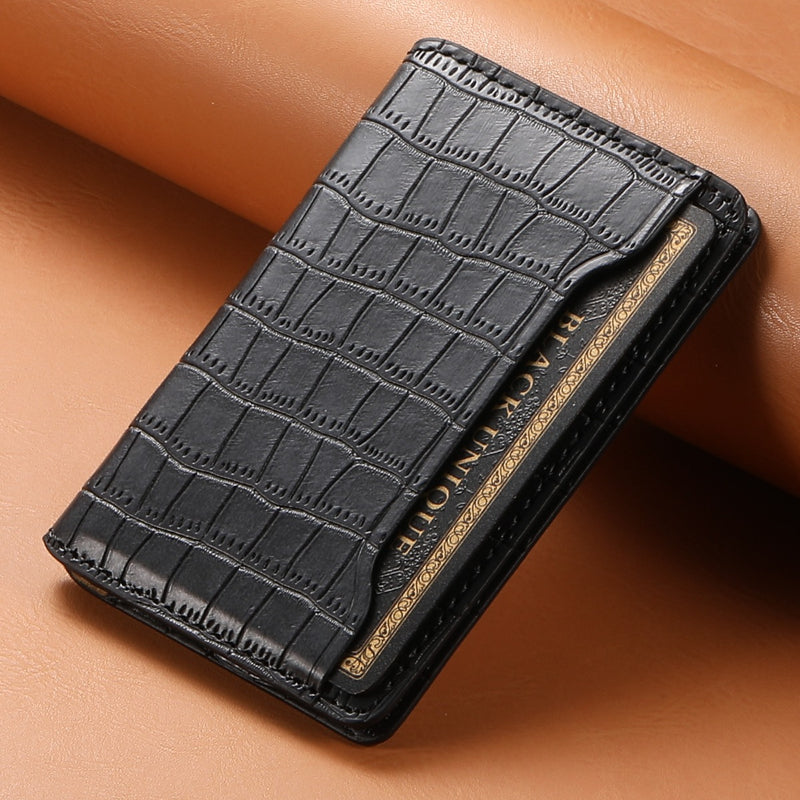 Bifold PU Leather  Glue Wallet - Outer Slot Crocodile pattern
