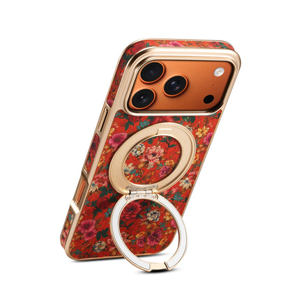 Floral Cork Wooden Case - 360 Kickstand