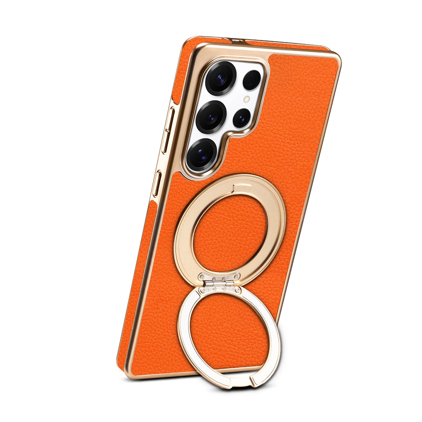 PU Faux Leather Litchi Texture Rotating Stand Electroplated Magnetic Phone Case (For Samsung)