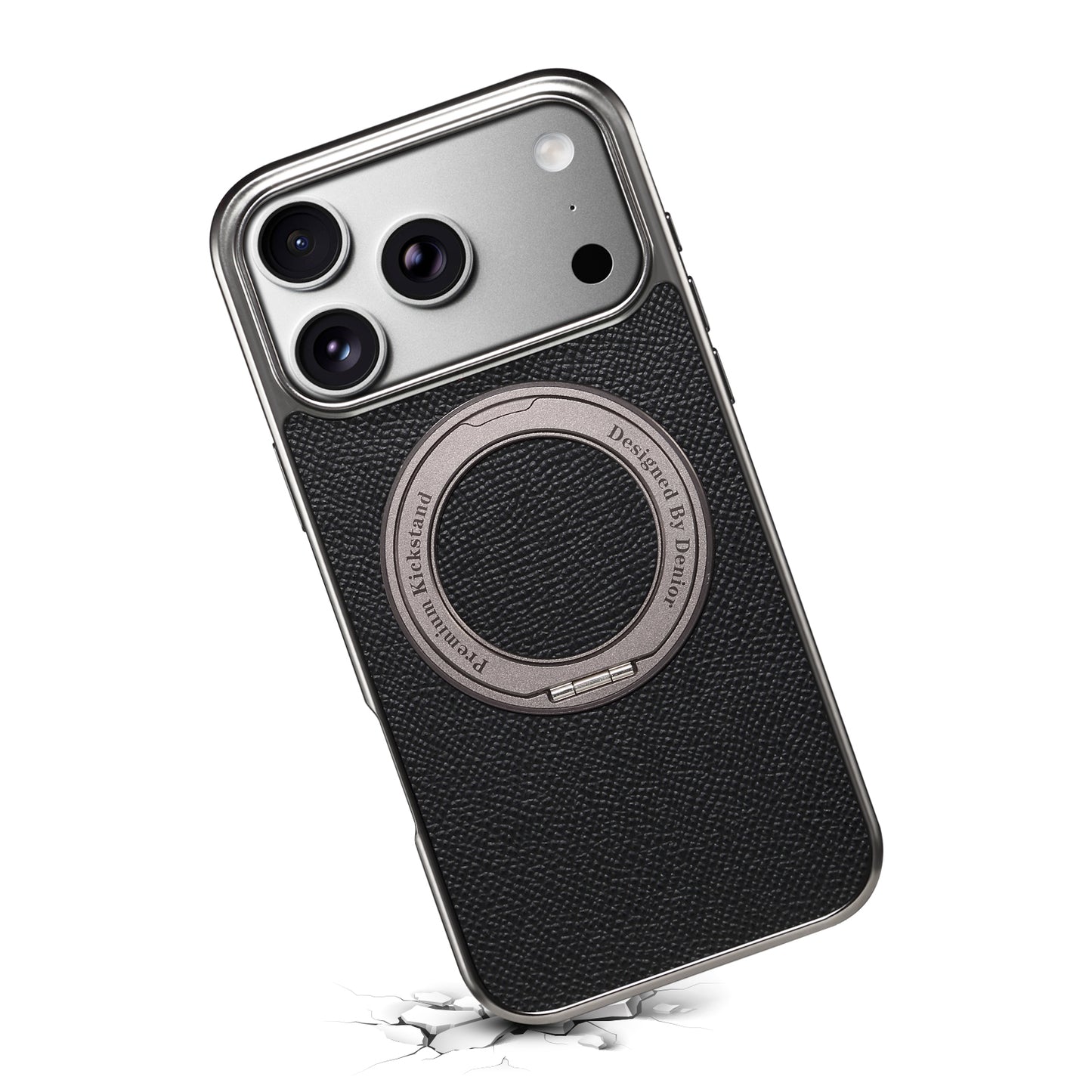 Genuine Leather Gear Electroplated Phone Case