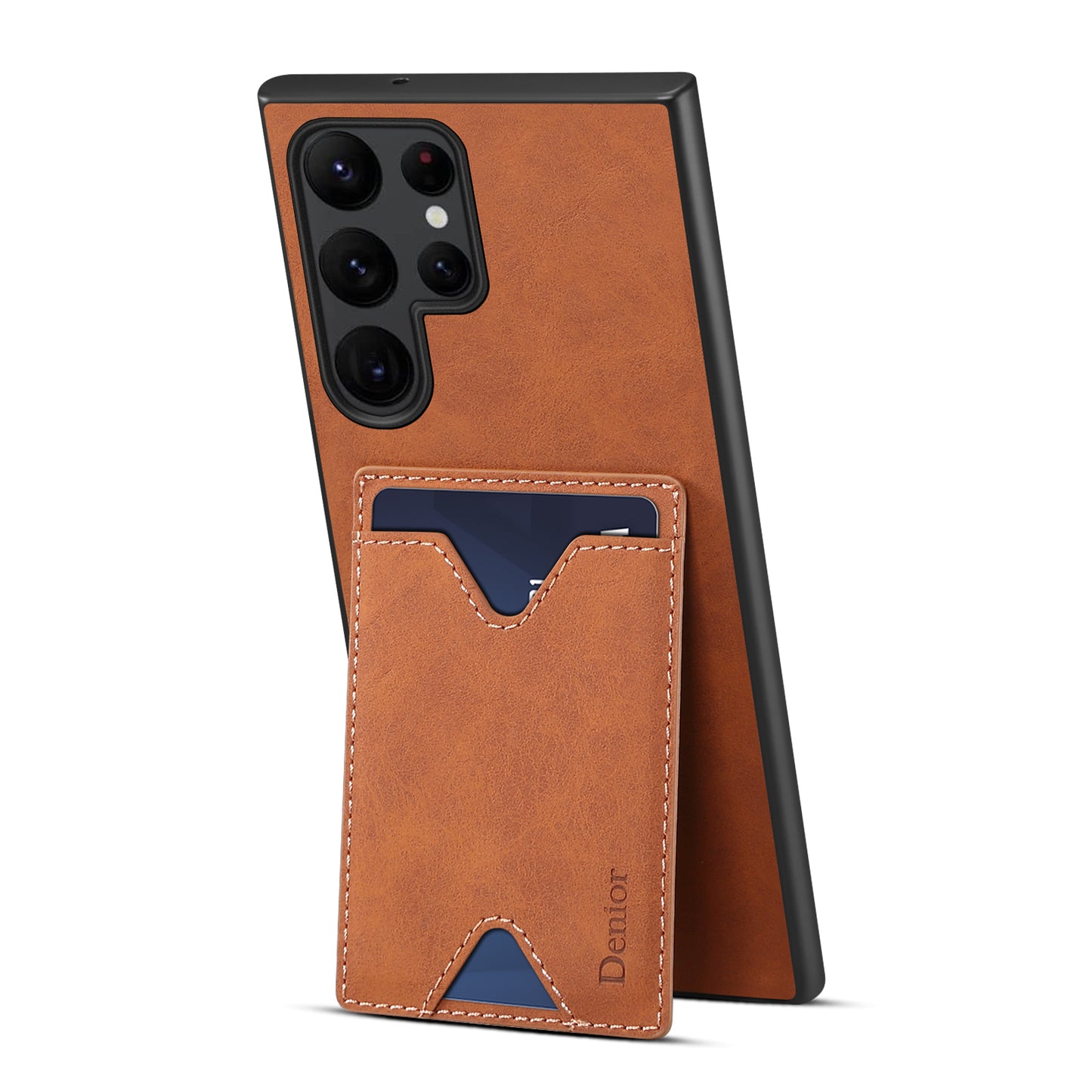 PU Retro Faux Leather Dual Card Slot Kickstand Phone Case (For Samsung)