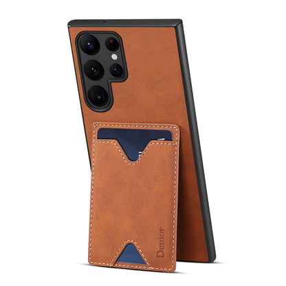 PU Retro Faux Leather Dual Card Slot Kickstand Phone Case (For Samsung)