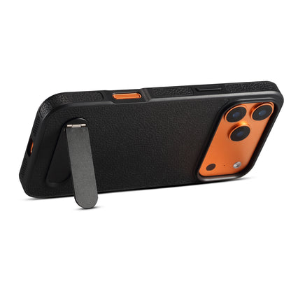 PU Faux Leather Lychee Texture In-line Stand Phone Case