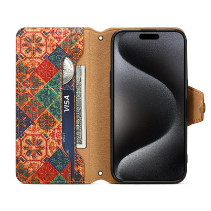 Cork Printed Button Stand Wallet Phone Case