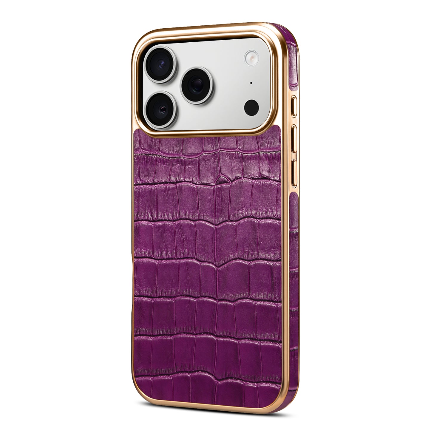 Genuine Leather Crocodile Texture Electroplated Phone Case