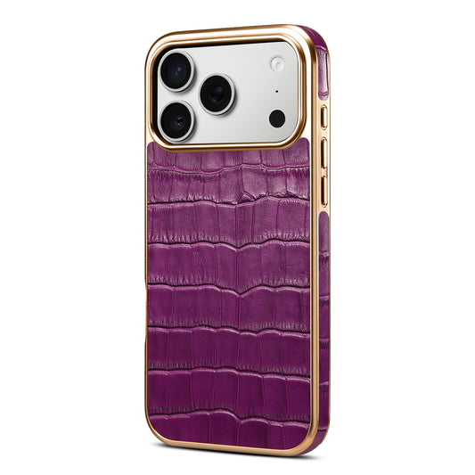 Genuine Leather Crocodile Texture Electroplated Phone Case