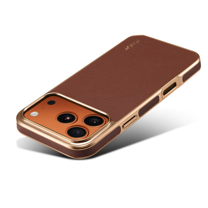 Luxury Car Style Genuine Leather Electroplated Phone Case