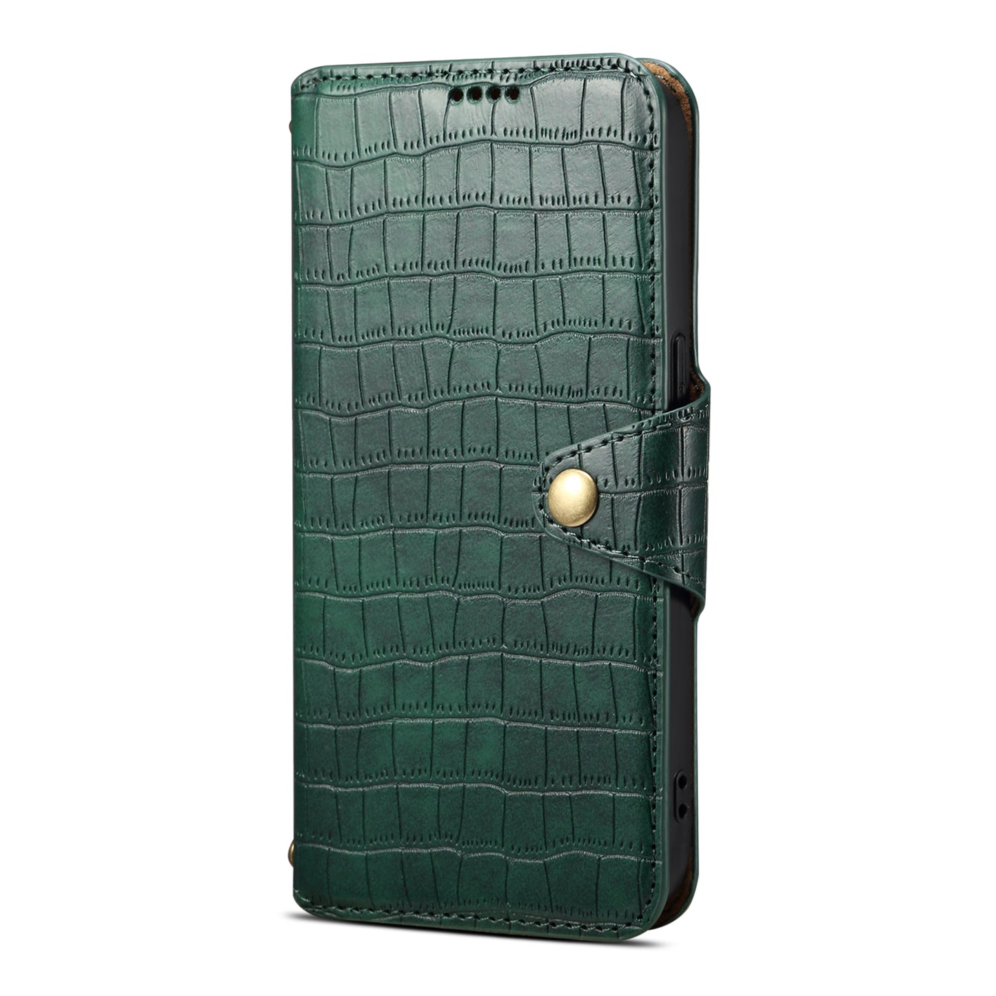PU Faux Leather Crocodile Pattern Button Stand Wallet Phone Case