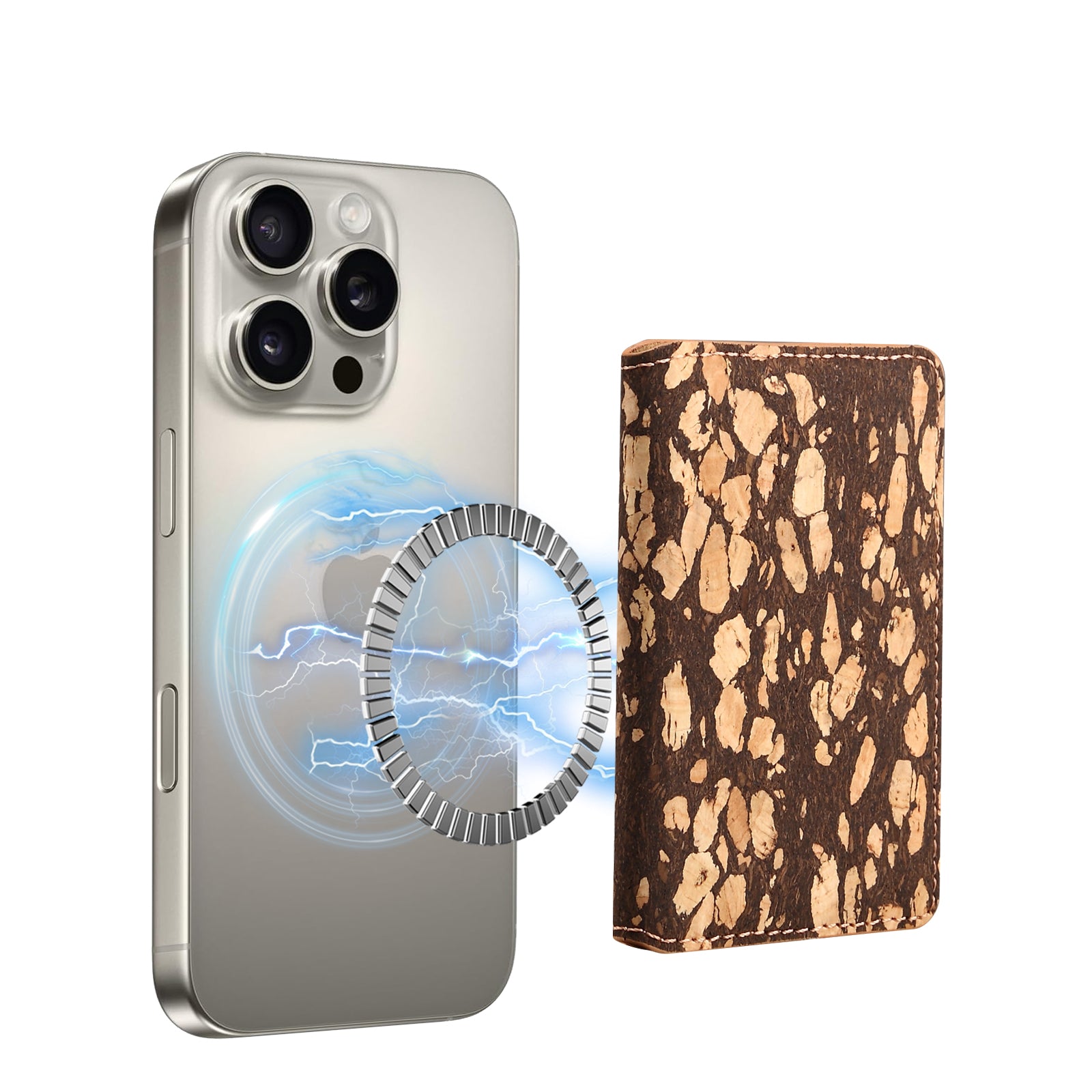 Magnetic Cork Material Ultra-Thin Credit Card Bag（Black）