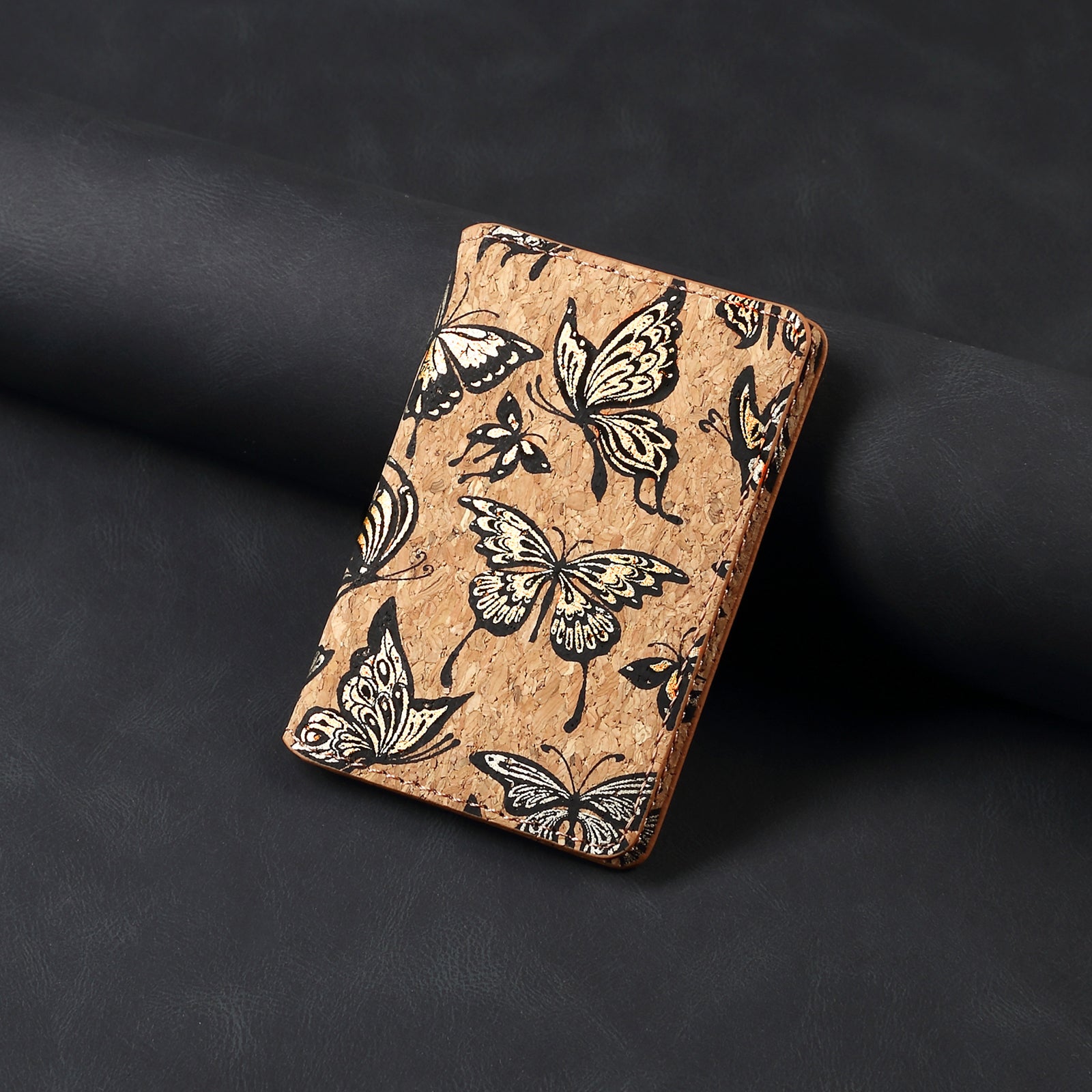 Magnetic Cork Material Ultra-Thin Credit Card Bag（Golden）