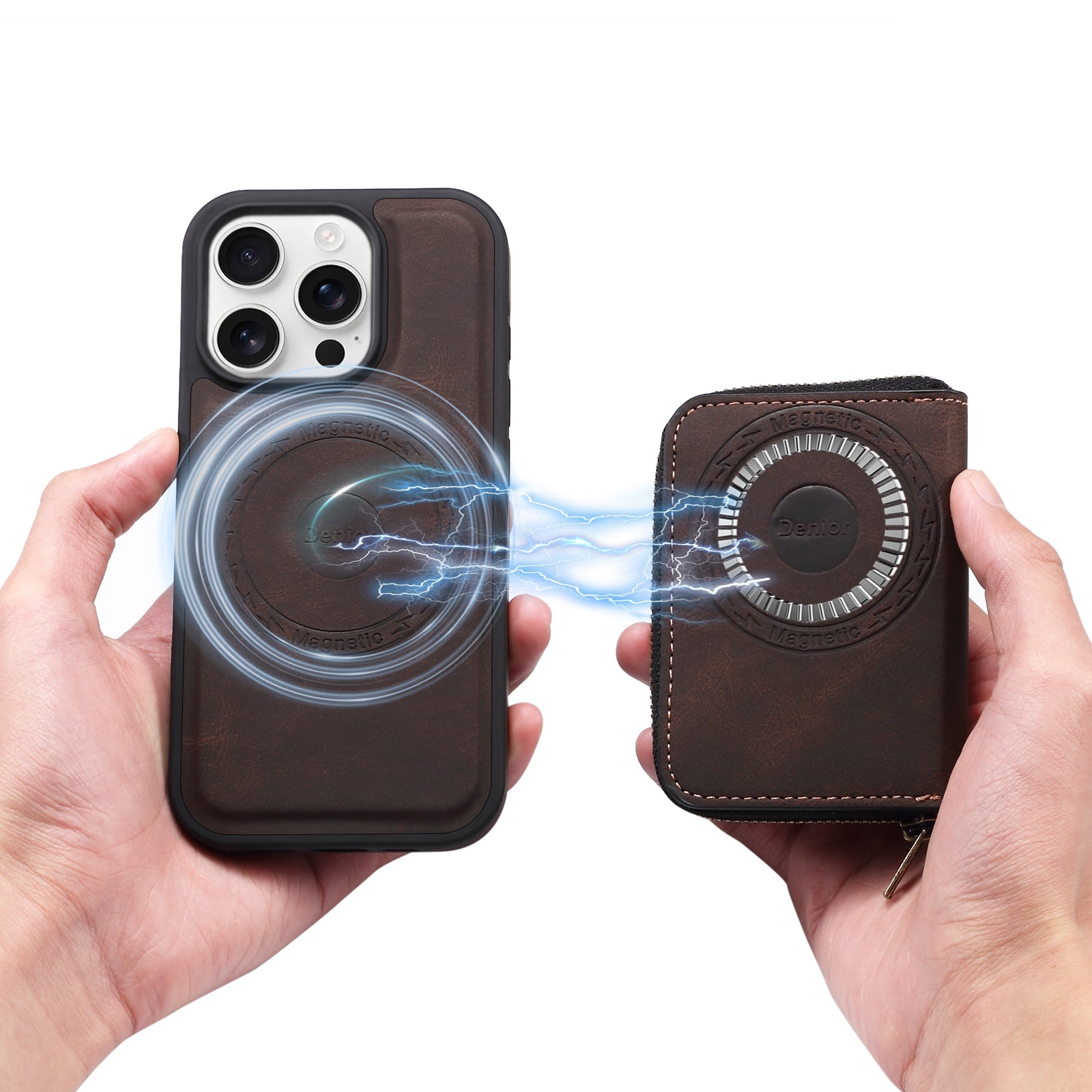 iPhone Series 2IN1 Magnetic Case & RFID Card Bag（Brown）