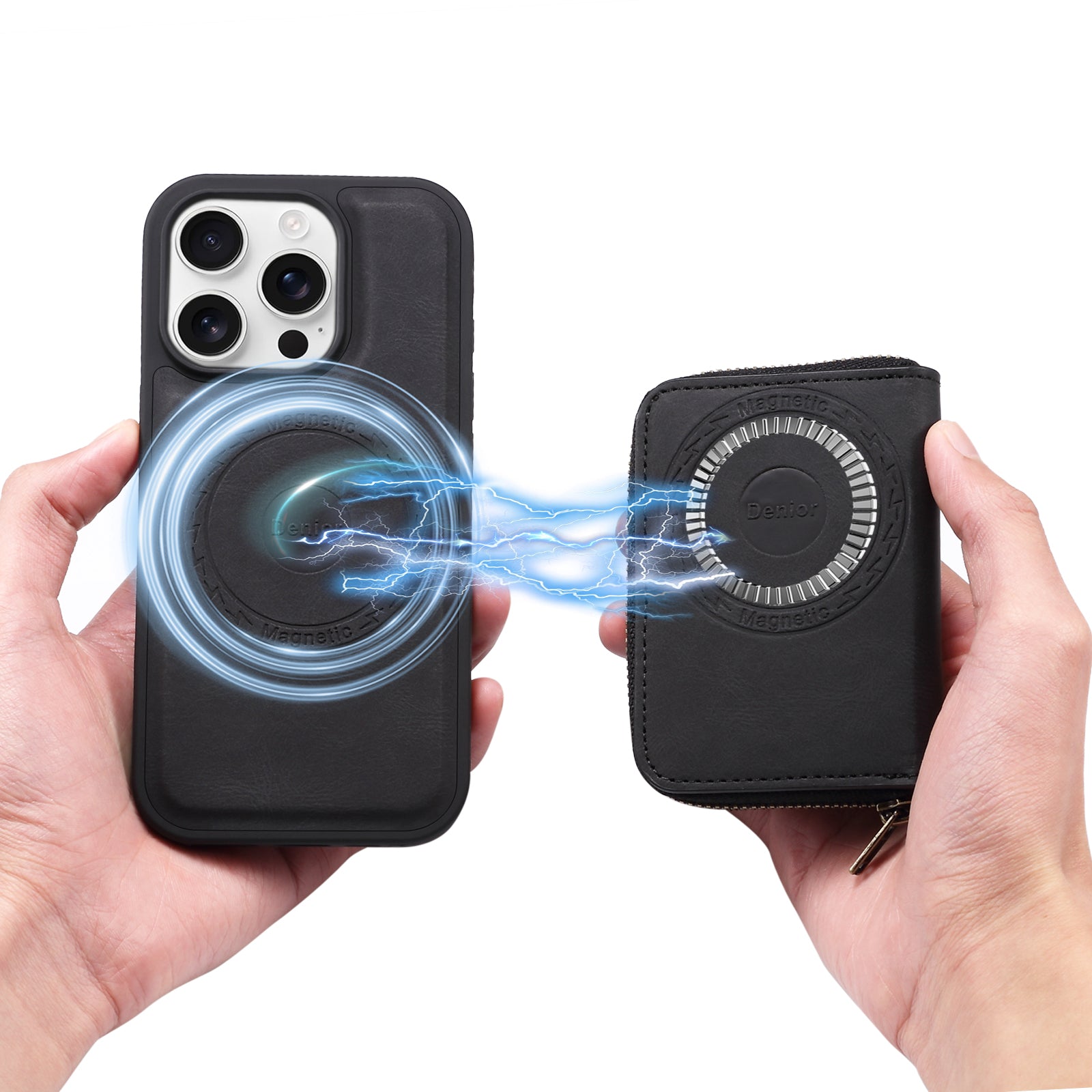 iPhone Series 2IN1 Magnetic Case & RFID Card Bag（Black）