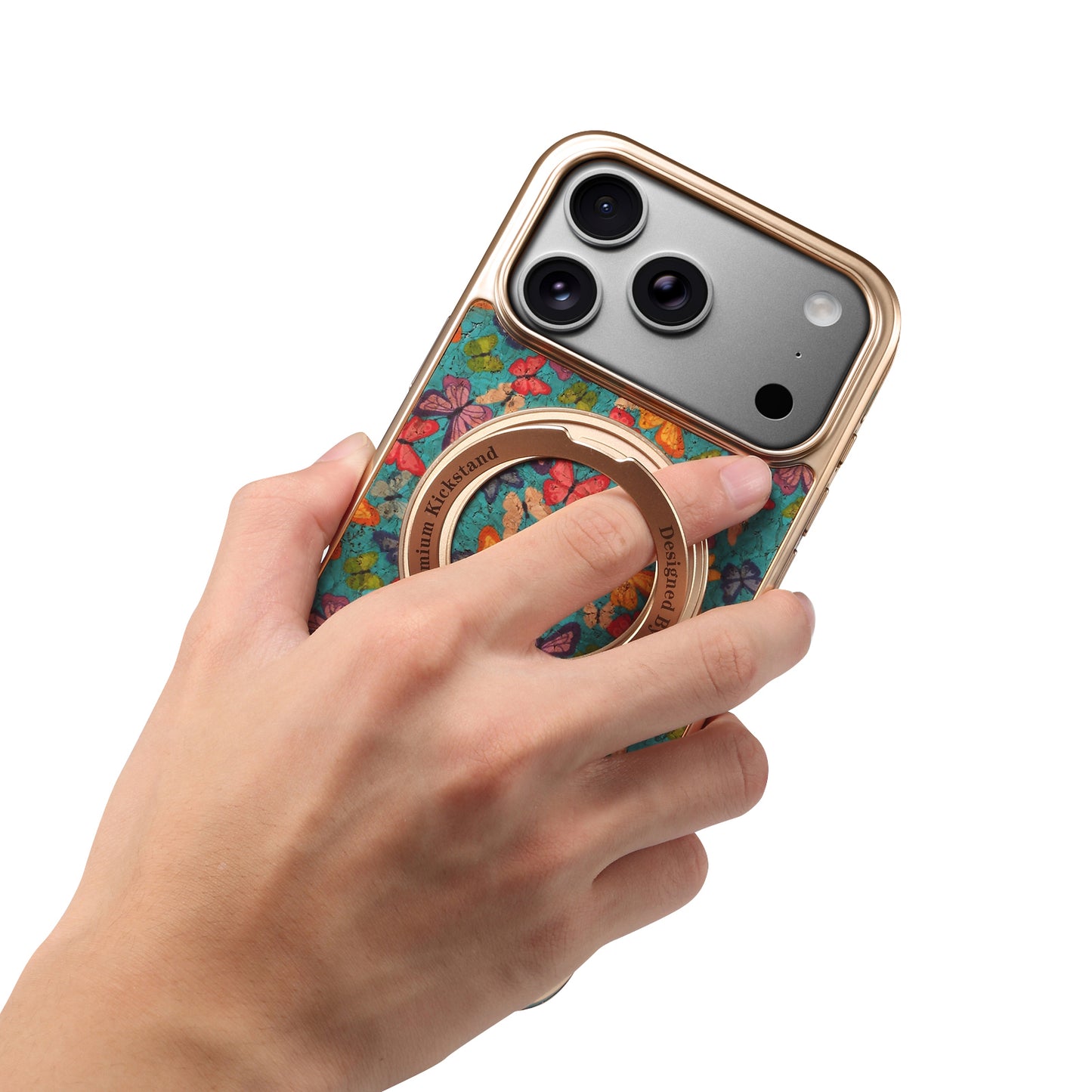 Floral Cork Wooden Case - 360 Kickstand