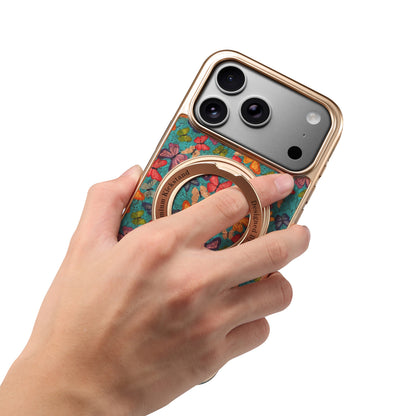 Floral Cork Wooden Case - 360 Kickstand