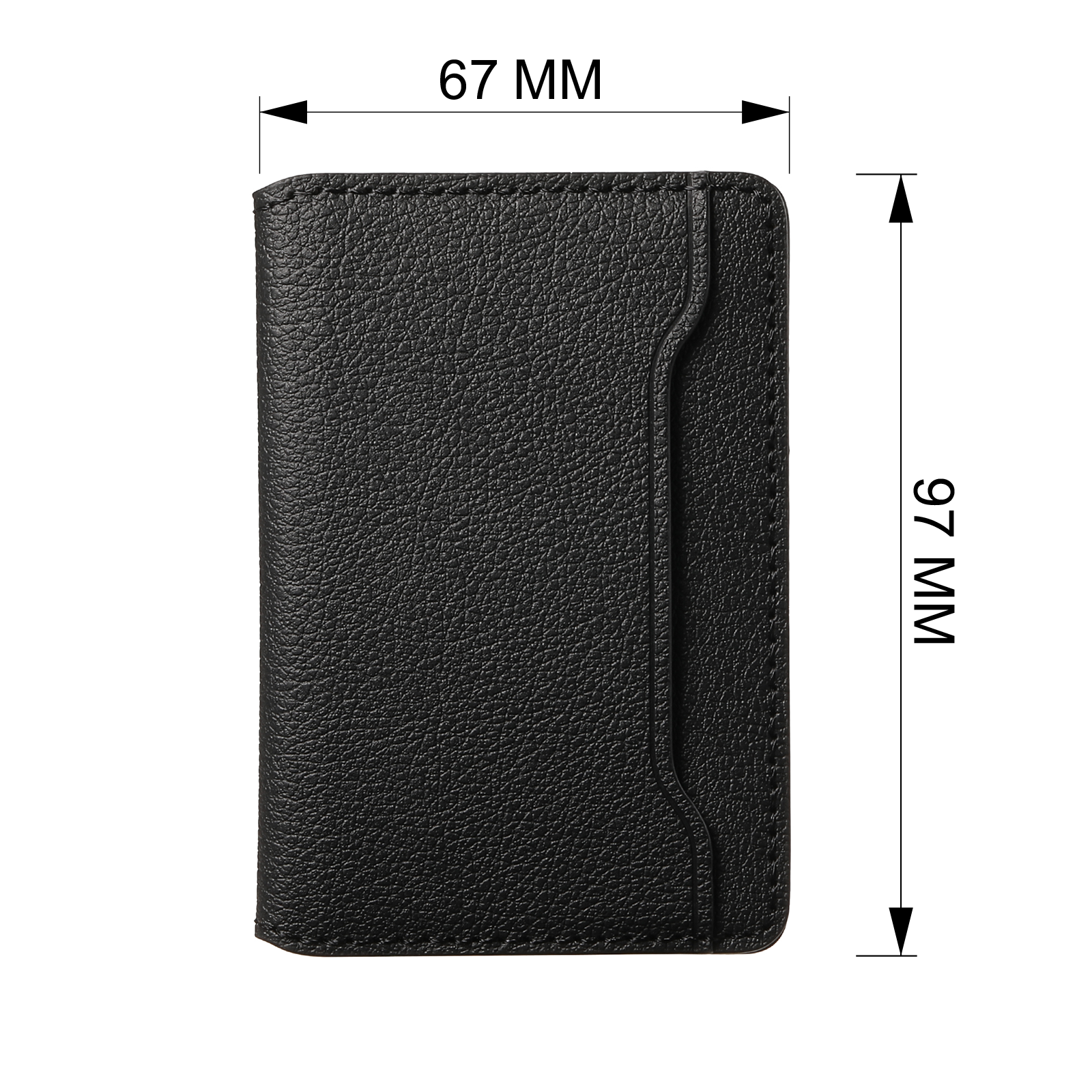 Litchi patterned Leather Bracket Ultra-Thin Credit Card Bag（Black）