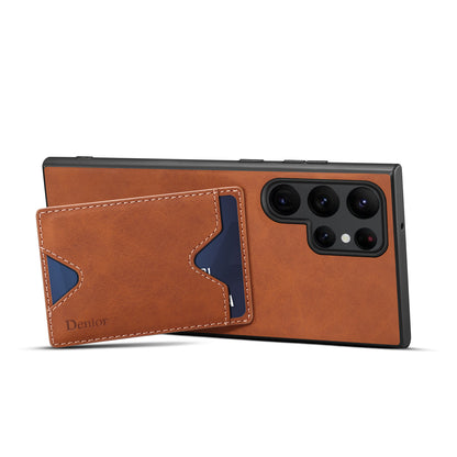 PU Retro Faux Leather Dual Card Slot Kickstand Phone Case (For Samsung)