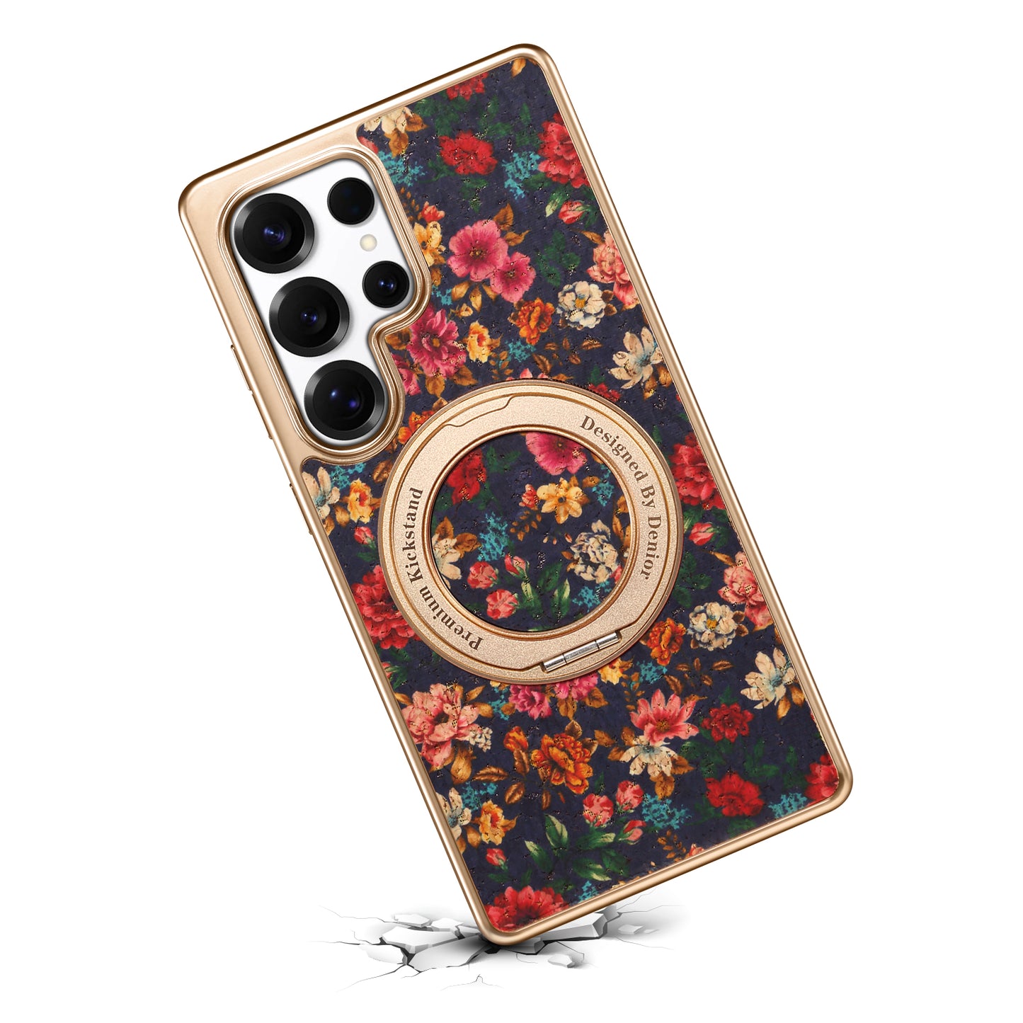 Cork Floral Rotating Electroplated Magnetic Phone Case (For Samsung)