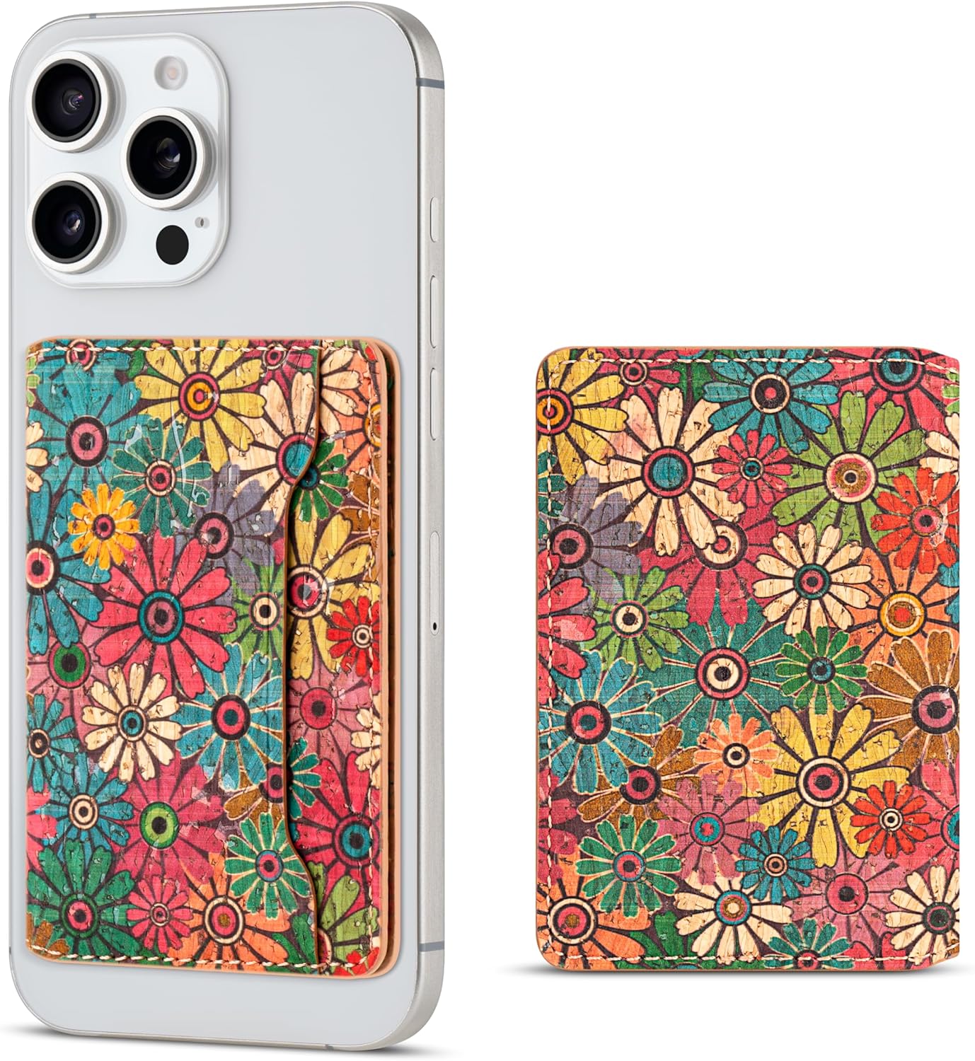 Cork Floral Magnetic Card Holder