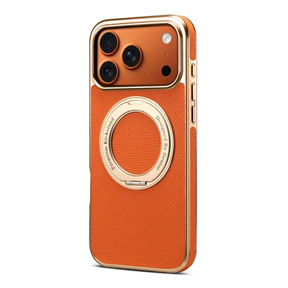 Genuine Leather Gear Electroplated Phone Case