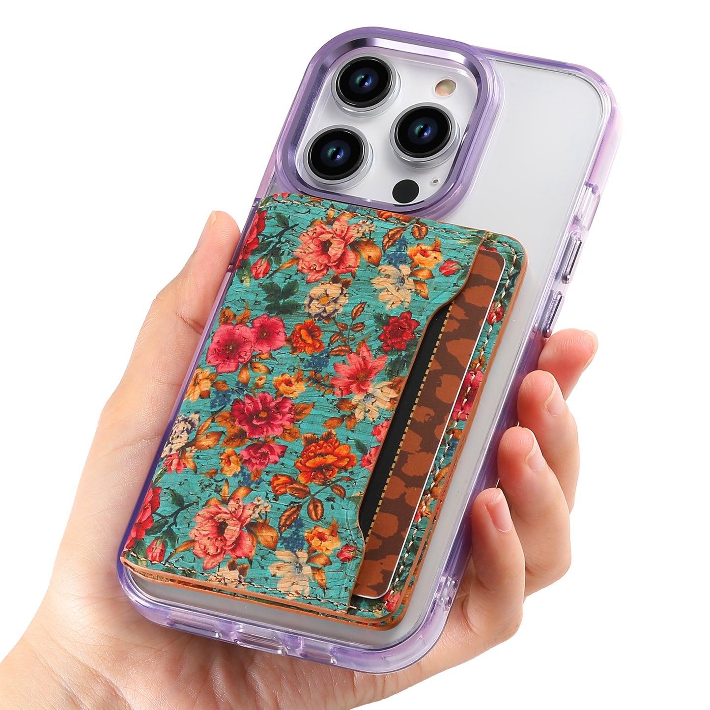 Cork Floral Magnetic Card Holder