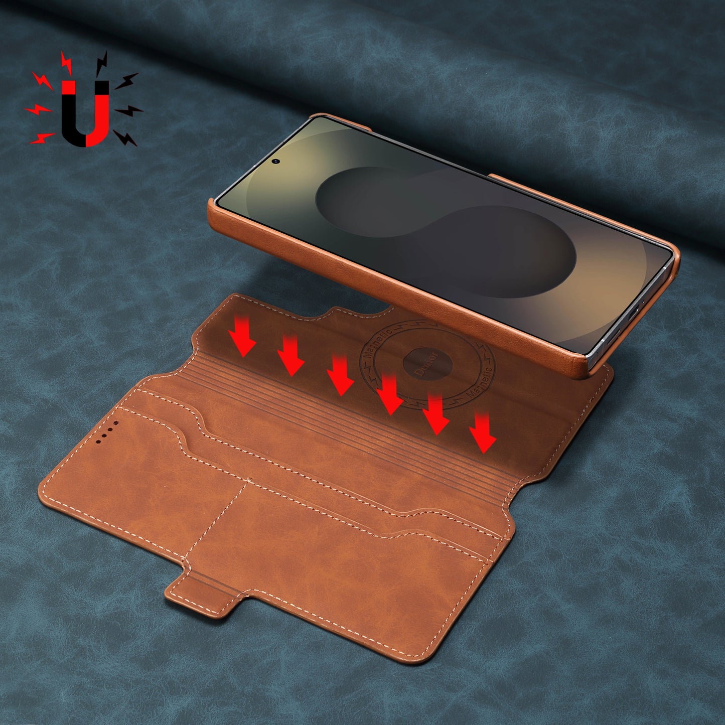 PU Retro Faux Leather Detachable Magnetic Wallet Stand Phone Case (For Samsung)