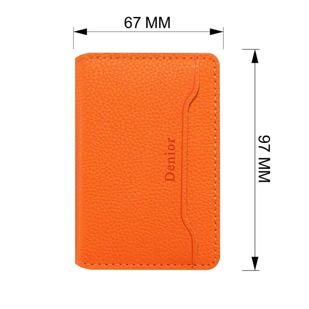 PU Faux Leather Lychee Texture Magnetic Card Holder