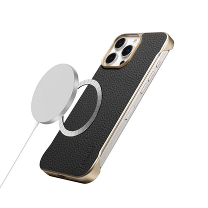 Genuine Leather Lychee Texture Magnetic Borderless Phone Case