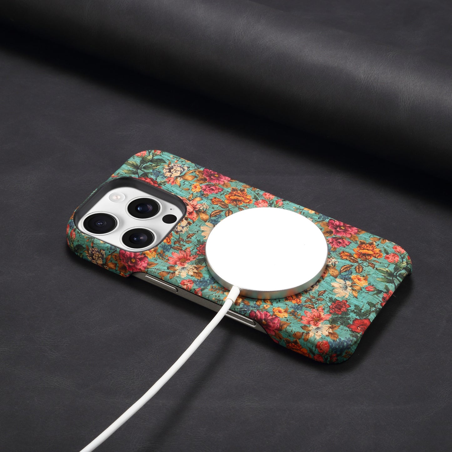 Floral Pattern Cork PC Phone Case