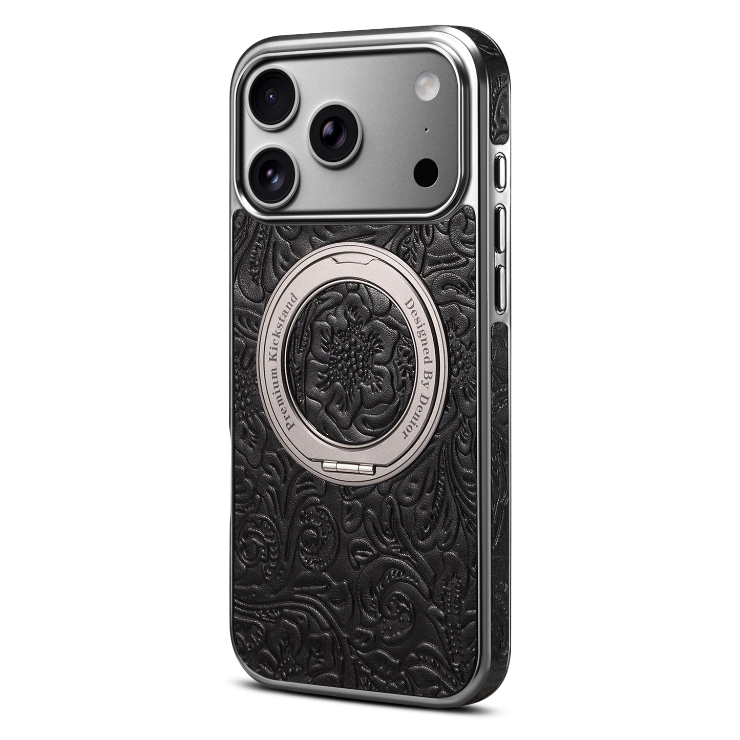 Genuine Leather Printed Gear Electroplated Phone Case