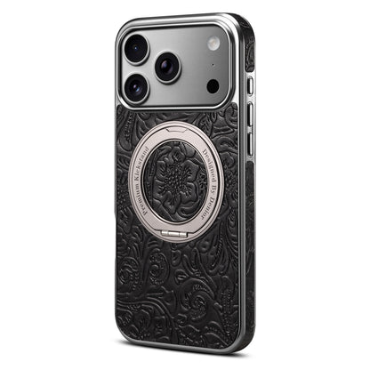 Genuine Leather Printed Gear Electroplated Phone Case